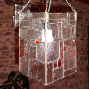 suspension en vitrail Tiffany, luminaire fabrication ArteVitro